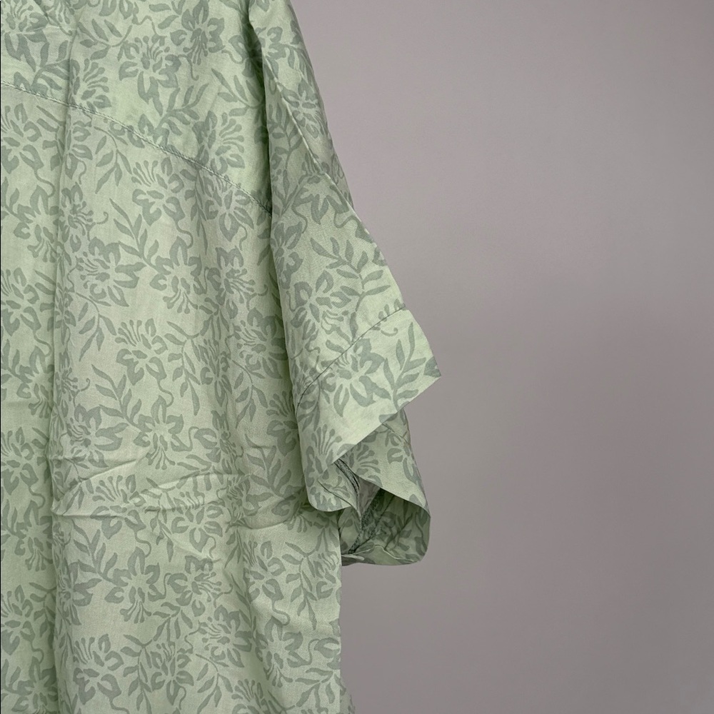 acacia swimwear Mint Green Botanical Print Button-Down Shirt - Picture 9 of 10